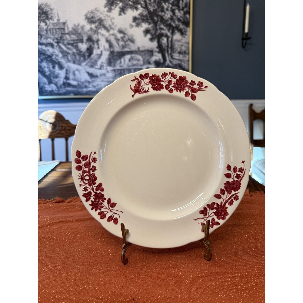 Spode England “Canada” Provincial Flowers 10” Dinner Plate Red Floral